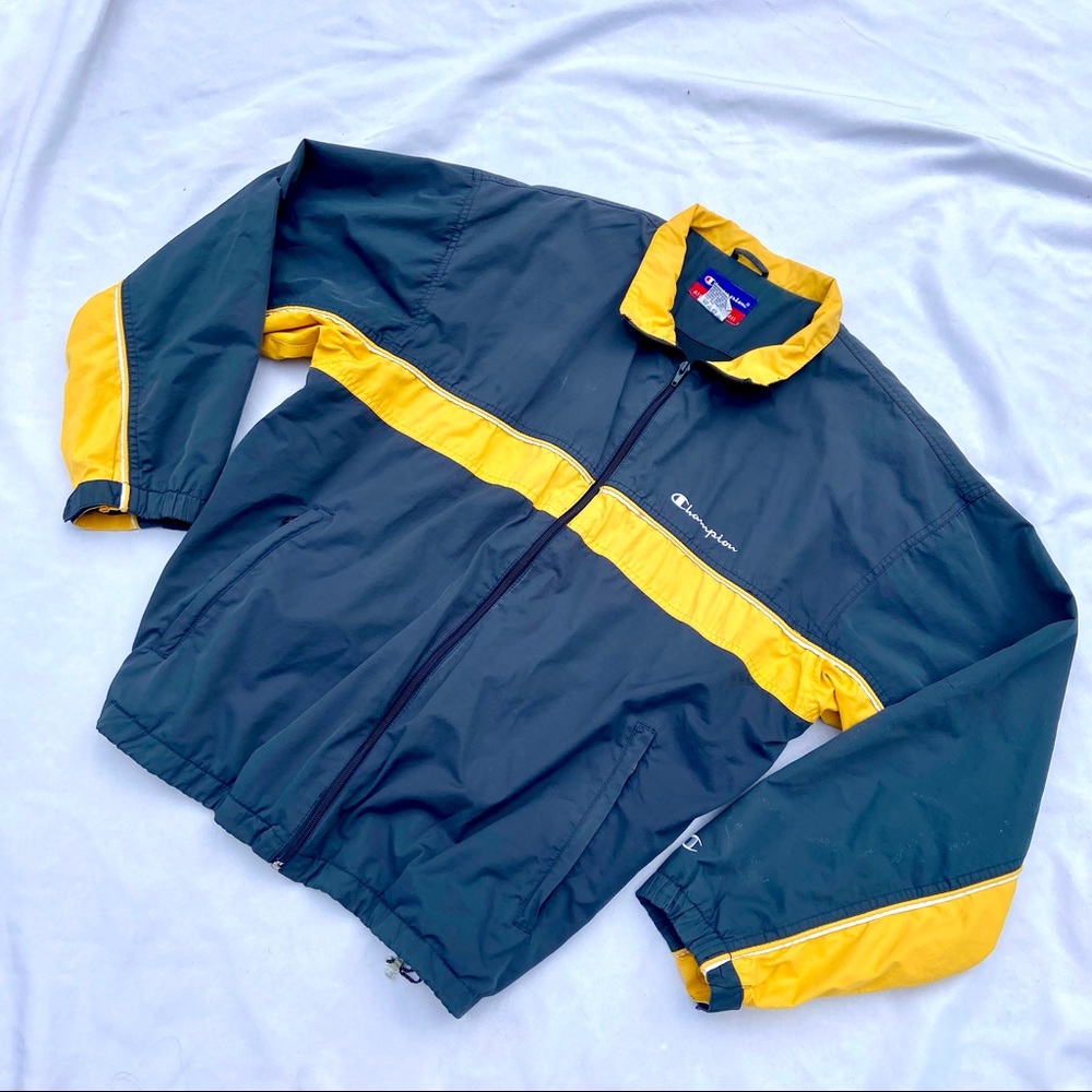 90’s /Y2k Blue Grey & Yellow Champion Windbreaker